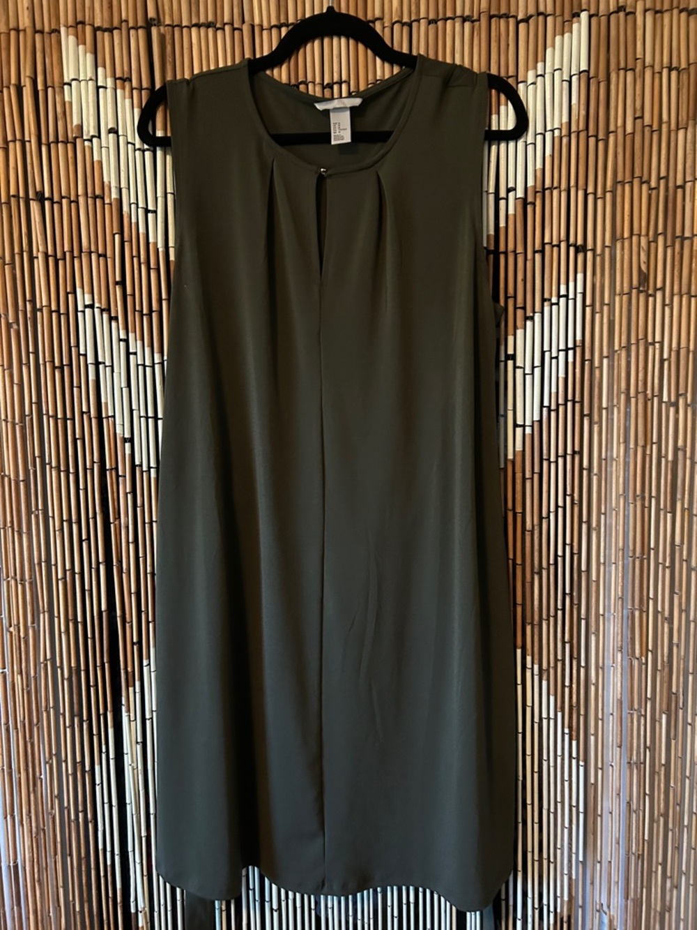 Divided Olive Green Sleeveless Midi Shift Dress